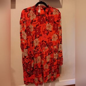 Torrid Orange and Floral Dress Keyhole back Size 4x #17